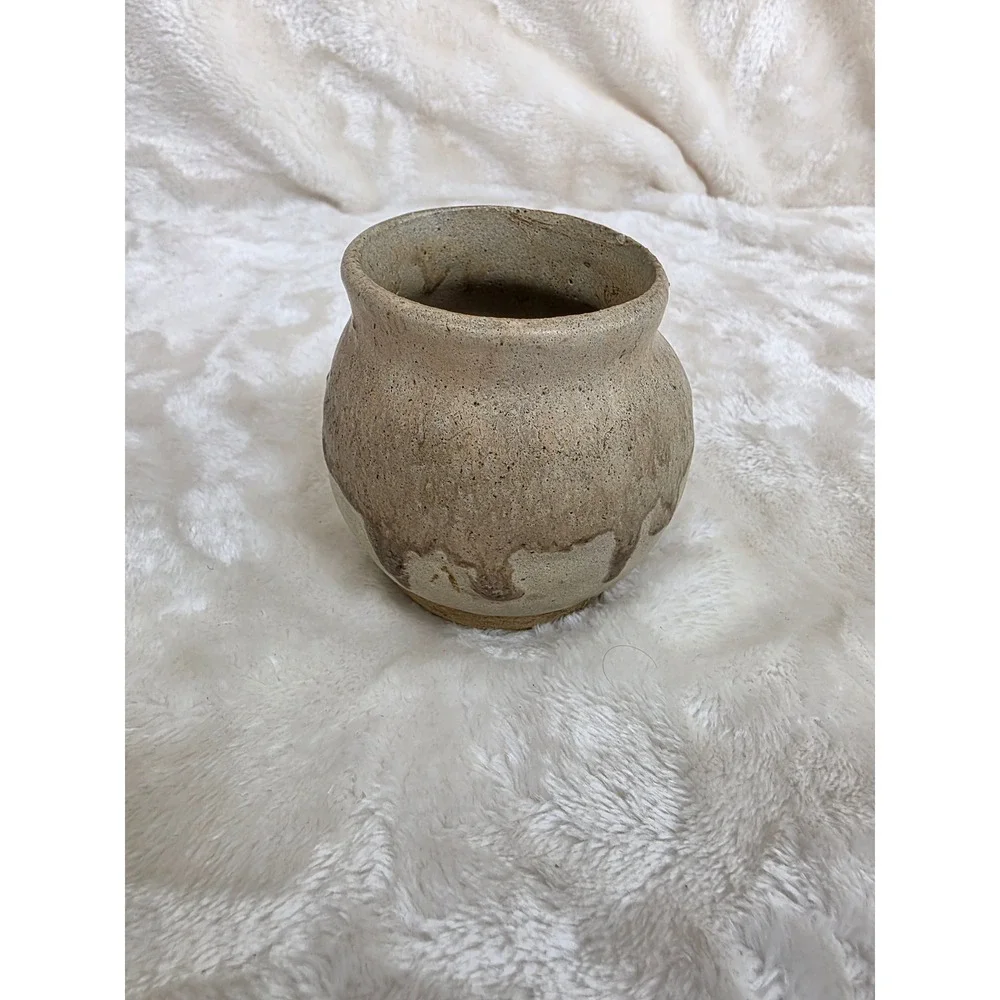 Handmade Ceramic Vase Rustic Drip Glaze Small Pot‎ Decor (Marked)